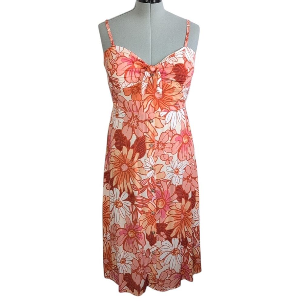 AUW Floral Print Sundress Size XL Party Island Boat Resort Travel Feminine